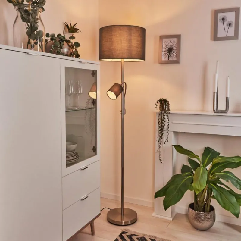 Lampes En Tissu-hofstein Lampadaire Vezza Nickel mat, 2 lumières