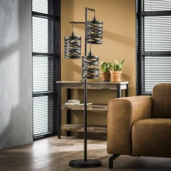 Lampes Industrielles-hofstein Lampadaire VOGELWAARDE Noir, 3 lumières