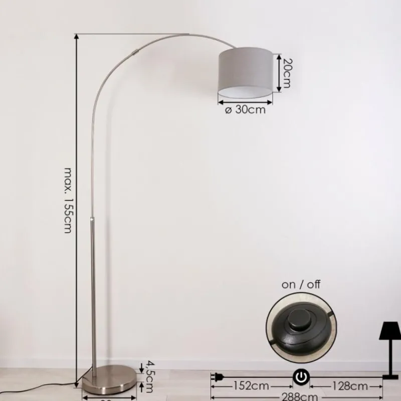 Lampes En Tissu-hofstein Lampadaire Wiby Nickel mat, 1 lumière