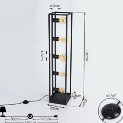 Lampes Vintages & Rétros-hofstein Lampadaire Wick Noir, 5 lumières