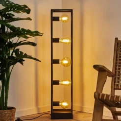 Lampes Vintages & Rétros-hofstein Lampadaire Wick Noir, 5 lumières