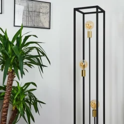 hofstein Lampadaire Woden Laiton, Noir, 3 lumières