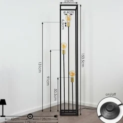 hofstein Lampadaire Woden Laiton, Noir, 3 lumières