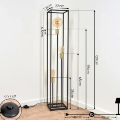 hofstein Lampadaire Woden Laiton, Noir, 3 lumières