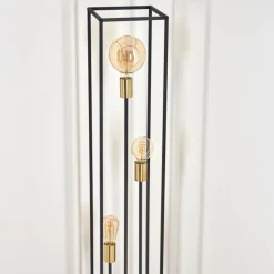 hofstein Lampadaire Woden Laiton, Noir, 3 lumières