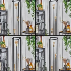 Lampes Industrielles-hofstein Lampadaire Woden Laiton, Noir, 3 lumières