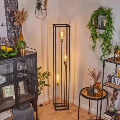 Lampes Industrielles-hofstein Lampadaire Woden Laiton, Noir, 3 lumières