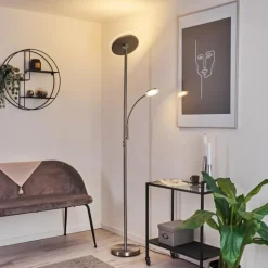 hofstein Lampadaire Wonsbek LED Nickel mat, 2 lumières