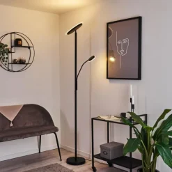 hofstein Lampadaire Wonsbek LED Noir, 2 lumières