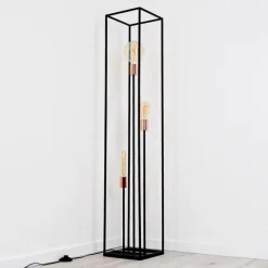 Lampes Vintages & Rétros-hofstein Lampadaire Yuhigaoka Cuivre, Noir, 3 lumières