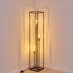 Lampes Vintages & Rétros-hofstein Lampadaire Yuhigaoka Cuivre, Noir, 3 lumières