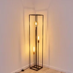 Lampes Vintages & Rétros-hofstein Lampadaire Yuhigaoka Cuivre, Noir, 3 lumières