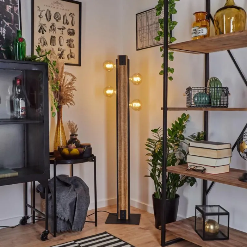 Luminaires Scandinaves-hofstein Lampadaire Yuma Écru, Noir, 4 lumières