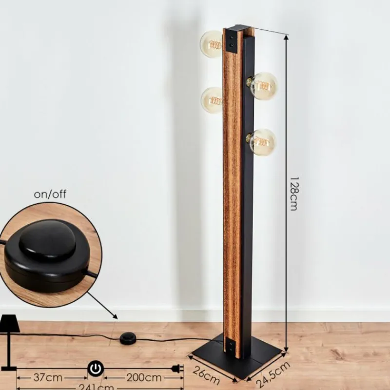 Luminaires Scandinaves-hofstein Lampadaire Yuma Écru, Noir, 4 lumières