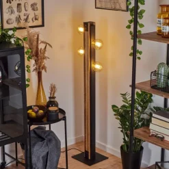 Luminaires Scandinaves-hofstein Lampadaire Yuma Écru, Noir, 4 lumières