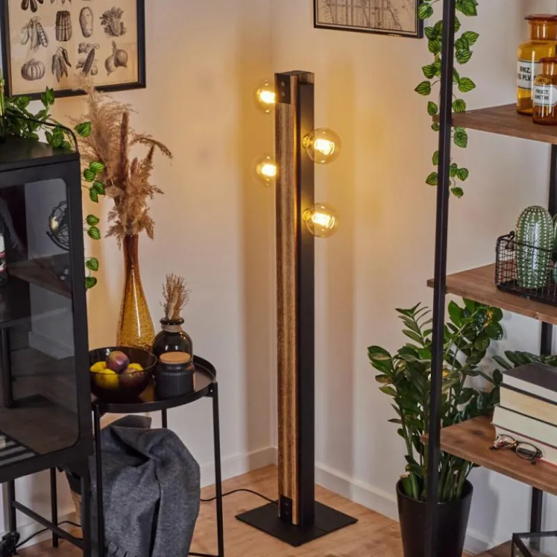 Luminaires Scandinaves-hofstein Lampadaire Yuma Écru, Noir, 4 lumières