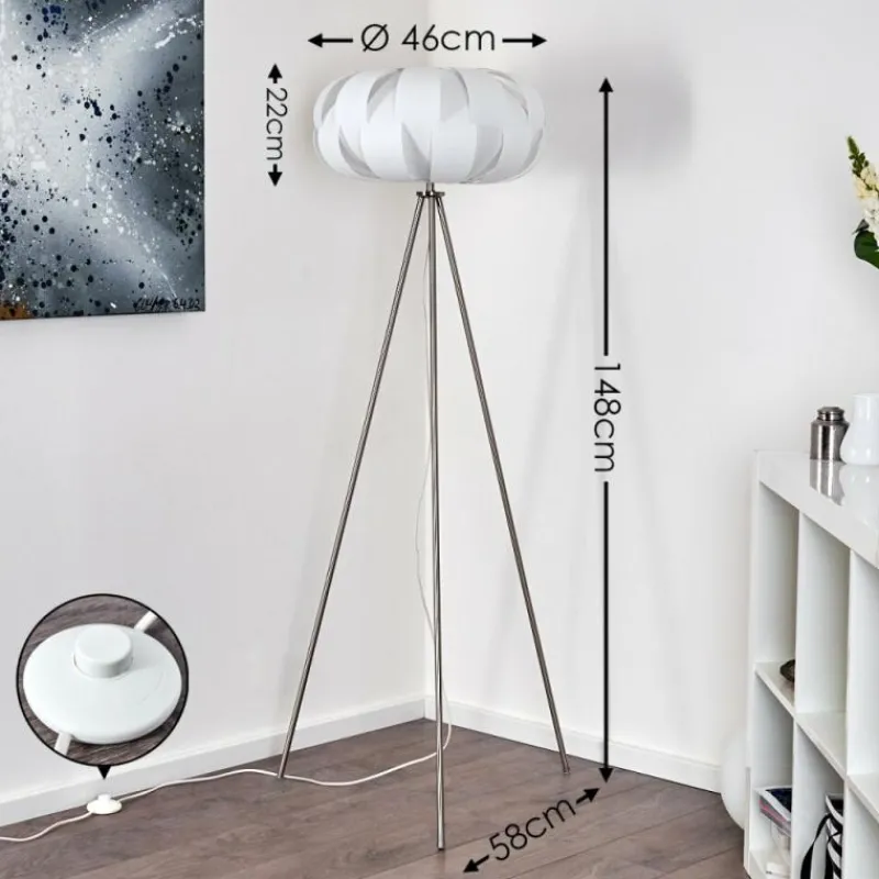 Luminaires Scandinaves-hofstein Lampadaire Zobus Nickel mat, 1 lumière