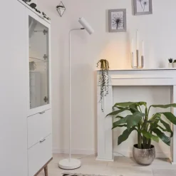 hofstein Lampadaire Zuoz Chrome, Blanc, 1 lumière