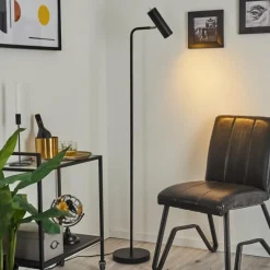 hofstein Lampadaire Zuoz Chrome, Noir, 1 lumière