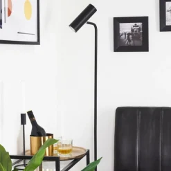 hofstein Lampadaire Zuoz Chrome, Noir, 1 lumière