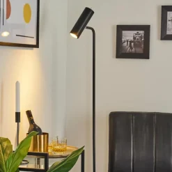 hofstein Lampadaire Zuoz Chrome, Noir, 1 lumière