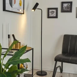 hofstein Lampadaire Zuoz Chrome, Noir, 1 lumière