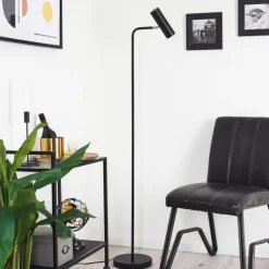 hofstein Lampadaire Zuoz Chrome, Noir, 1 lumière