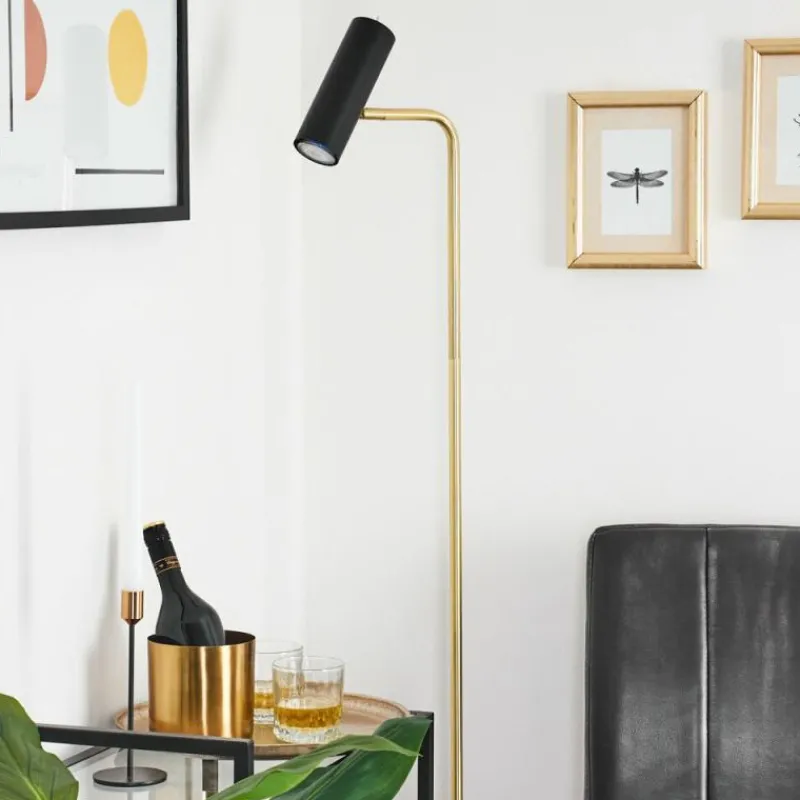 hofstein Lampadaire Zuoz Laiton, Noir, 1 lumière* Lampadaires Et Lampes Sur Pied