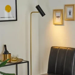 hofstein Lampadaire Zuoz Laiton, Noir, 1 lumière* Lampadaires Et Lampes Sur Pied