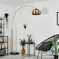 Lampes Art Déco-hofstein Lampe à arc Lourinha Laiton, Noir, 1 lumière