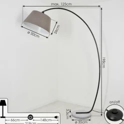 hofstein Lampe à arc Sagu Gris, Noir, 1 lumière