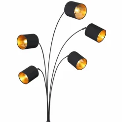 Lampes En Tissu-Luminaires Globo Lighting Lampe à arc Globo Kaddy Noir, 5 lumières