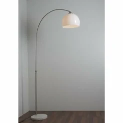 Luminaires Globo Lighting Lampe à arc Globo Newcastle Marbre, Nickel mat, 1 lumière* Lampadaires Et Lampes Sur Pied