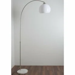 Luminaires Globo Lighting Lampe à arc Globo Newcastle Marbre, Nickel mat, 1 lumière* Lampadaires Et Lampes Sur Pied