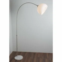 Luminaires Globo Lighting Lampe à arc Globo Newcastle Marbre, Nickel mat, 1 lumière* Lampadaires Et Lampes Sur Pied