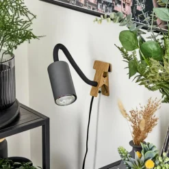 Luminaires Scandinaves-hofstein lampe â clipper Javel Brun, Couleur bois, Noir, 1 lumière