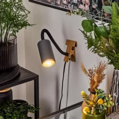 Luminaires Scandinaves-hofstein lampe â clipper Javel Brun, Couleur bois, Noir, 1 lumière