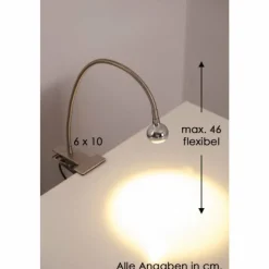 hofstein Lampe à pince Globo SERPENT LED Nickel mat, 1 lumière