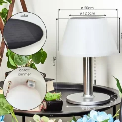 hofstein Lampe à poser Alcudia Solar LED Nickel mat, 10 lumières