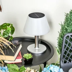 hofstein Lampe à poser Alcudia Solar LED Nickel mat, 10 lumières