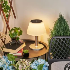 hofstein Lampe à poser Alcudia Solar LED Nickel mat, 10 lumières