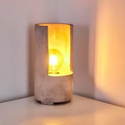 Luminaires Rustiques-hofstein Lampe à poser Amite Gris, 1 lumière