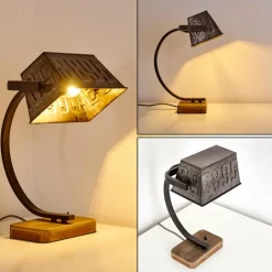 Luminaires Rustiques-hofstein Lampe à poser Anvik Brun, Gris, Rouille, 1 lumière