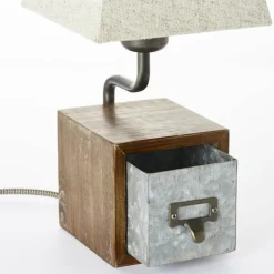 Lampes En Tissu-Luminaires Brilliant Lampe à poser Brilliant Casket Beige, Brun foncé, Zingué, 1 lumière