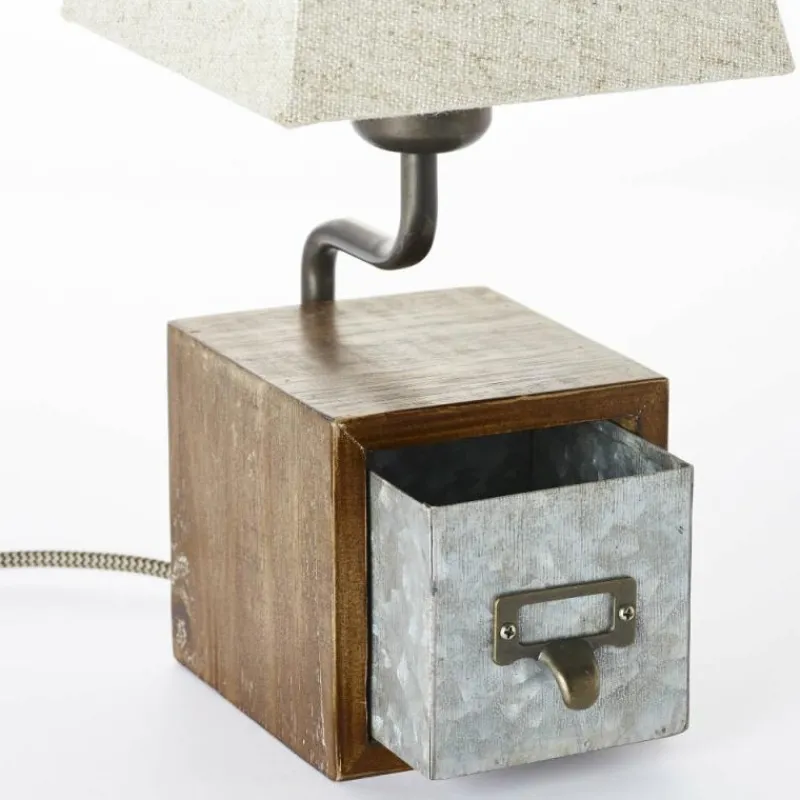Lampes En Tissu-Luminaires Brilliant Lampe à poser Brilliant Casket Beige, Brun foncé, Zingué, 1 lumière