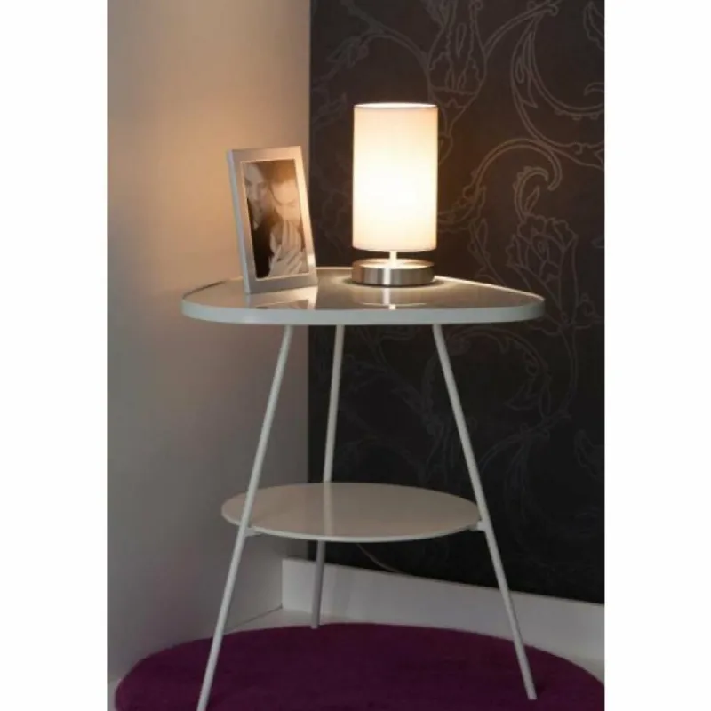 Lampes En Tissu-Luminaires Brilliant Lampe à poser Brilliant Clarie Blanc, 1 lumière