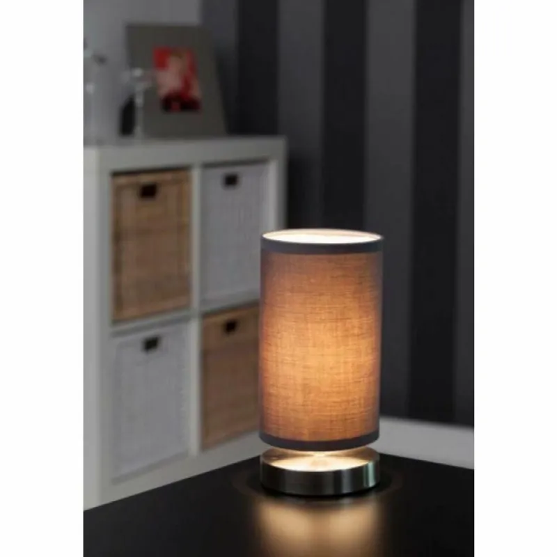 Lampes En Tissu-Luminaires Brilliant Lampe à poser Brilliant Clarie Gris, 1 lumière