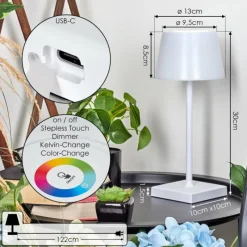 hofstein Lampe à poser Burzaco LED Blanc, 1 lumière, Changeur de couleurs