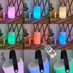 hofstein Lampe à poser Chilar LED Noir, Blanc, 1 lumière, Télécommandes, Changeur de couleurs