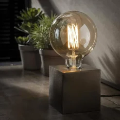 Lampes Vintages & Rétros-hofstein Lampe à poser DEDEMSVAART Nickel mat, Noir, 1 lumière